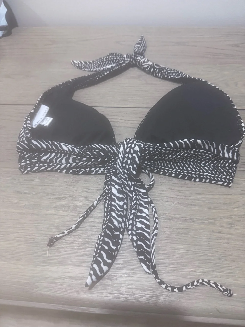 Robin Piccone Black and White Halter Tie-Front Bikini Set